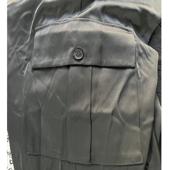 DKNY JEANS WOMENS STRETCH SATIN CARGO WIDE-LEG PANTS BLACK SIZE 16 NEW - Picture 12 of 14